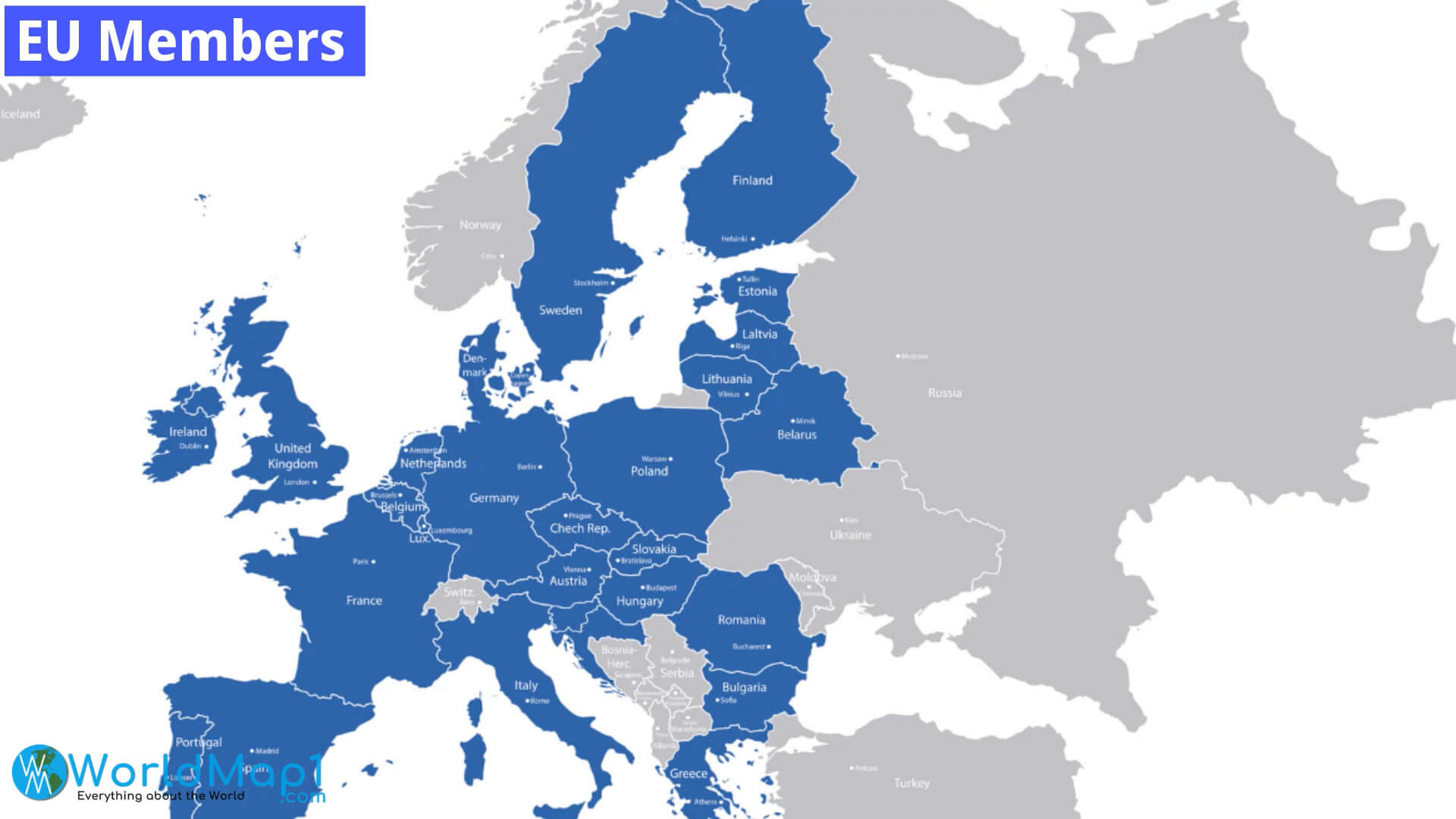 Map of European Union Members